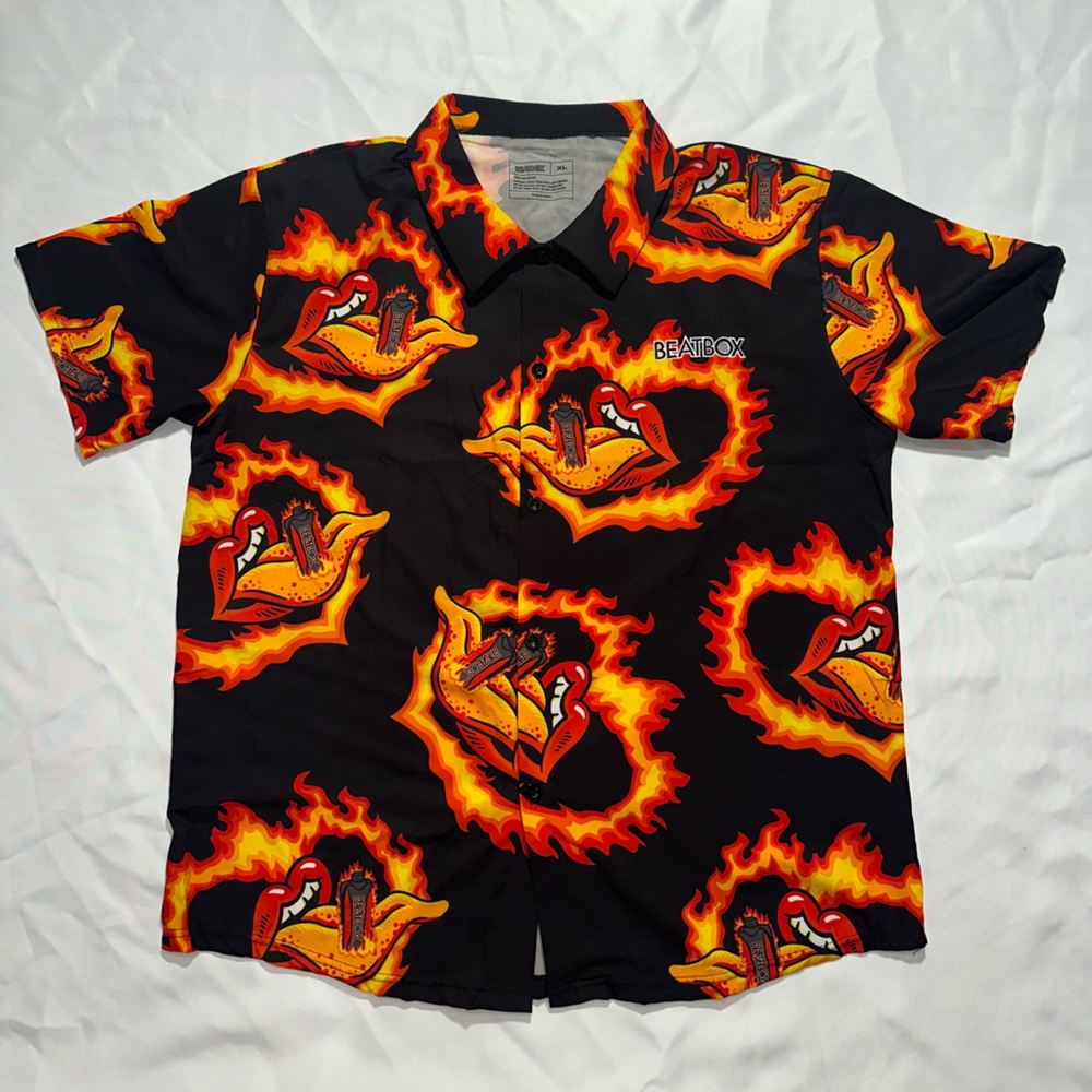 BeatBox Flame Button Up Shirt